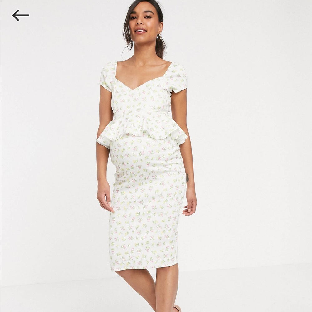 ASOS DESIGN Maternity ditsy floral pep waist midi dress